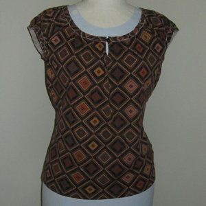 💰 3/$25.00 Women's Liz Claiborne Petite Small Brown Cap Sleeve Top NWT-$36.00